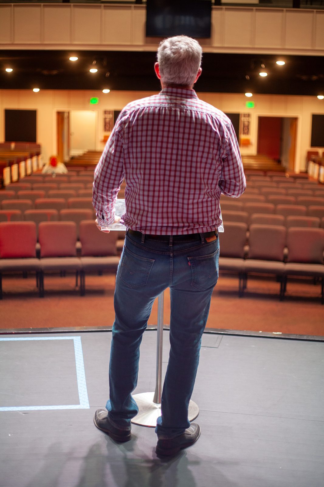 Looking out over the hall before a talk